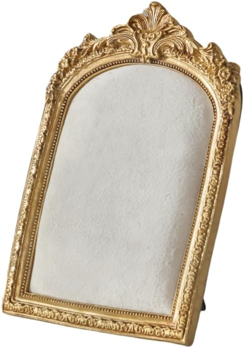 HSDDHOME 10.4"*7" gold Jewelry Display Stand Photo Frame, Resin Vintage Earring Stand, Velvet Necklace Storage Stand, Elegant Decoration for Jewelry and Collectibles-1pack
